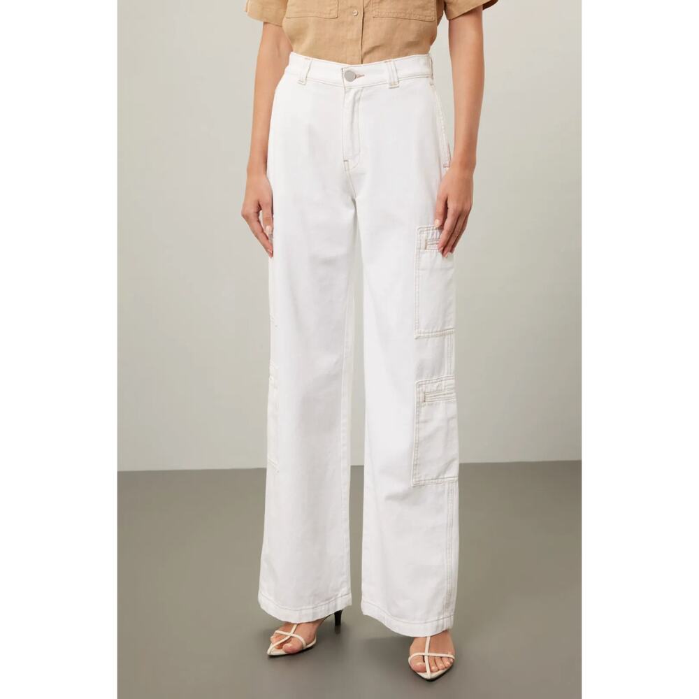 Hudson High-Rise Welt Pocket Cargo Wide Leg Jean White Sz 27‎
